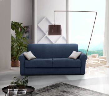 Divano letto sfoderabile Oliver, finitura tessuto Oltremare