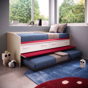 Divano Space Idea Moretti Compact, 2 cassetti, Bianco, Tortora e Marsala