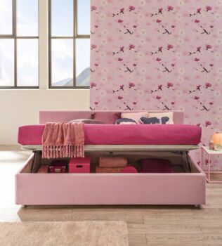 Divano letto imbottito Tango Moretti Compact, 1 piazza e mezza, Flamingo velvet