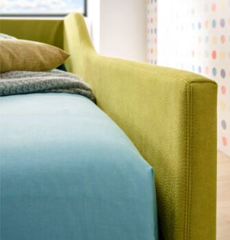 Divano letto Wave Moretti Compact con contenitore, tessuto Pistacchio