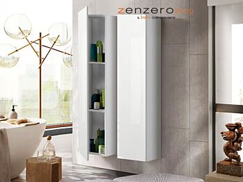 Due pensili bagno sospesi, finitura Bianco Laccato Lucido