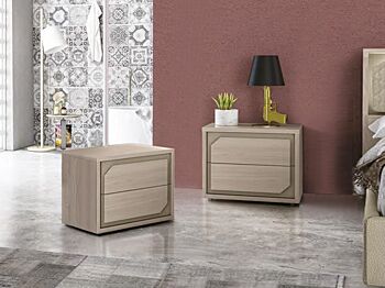 Set zona notte, Comò, Comodini e Settimino, Olmo Perla e Visone Made in Italy
