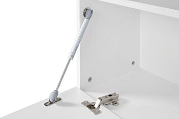 Mobile porta Tv con  2 ribalte e un vano in finitura Bianco lucido e Pero