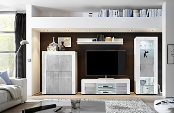 Parete composta di Design in Bianco Lucido e Beton