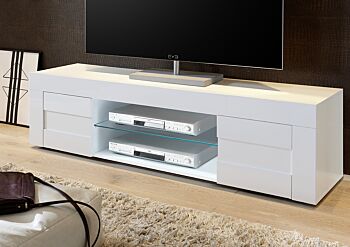 Porta TV Moderno di Design a due ante Bianco Lucido