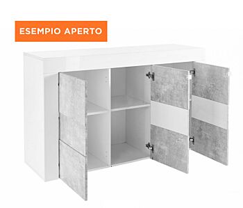 Madia di design moderna, 3 ante, finitura Bianco Lucido