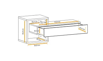 Composizione di 2 mobili sospesi da ingresso, 100x40x30 h cm, Nero e Rovere wotan