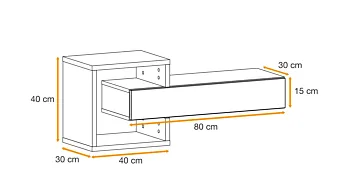 Composizione di 2 mobili sospesi da ingresso, 100x40x30 h cm, Nero e Rovere wotan