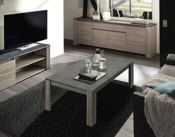 Tavolino per salotto H. 45.5 in finitura Rovere Grigio con piano in Marmo