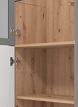 Vetrina stretta 2 ante, finitura Rovere e Grigio grafite