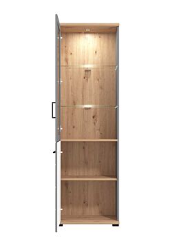 Vetrina stretta 2 ante, finitura Rovere e Grigio grafite