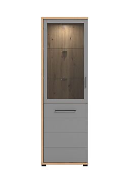 Vetrina stretta 2 ante, finitura Rovere e Grigio grafite