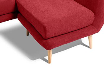 Divano moderno Chimborazo ad angolo a 3 posti, gambe in legno, finitura Rossa
