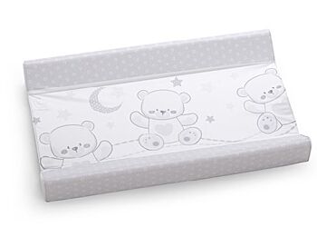 Culla Mr.Bear bianca e grigia con ruote, decori con orsetti