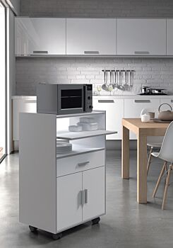 Mobile per cucina con piano ad estrazione, finitura bianco