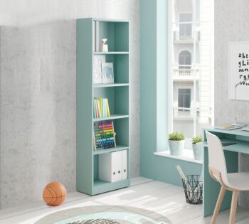 Librerie colorate: libreria 4 ripiani, finitura verde acqua