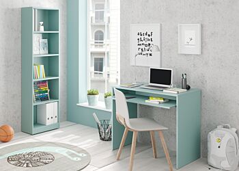Scrivania moderna verde acqua con ripiano estraibile