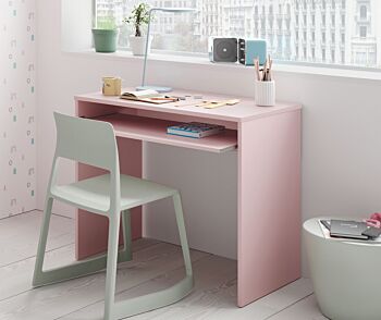 Scrivania moderna rosa con ripiano estrabile