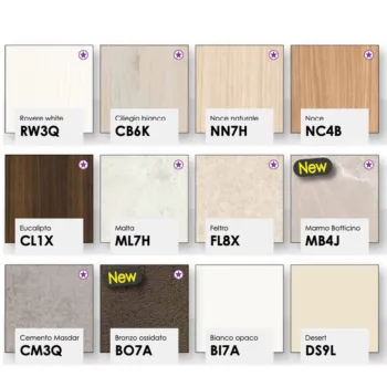 Scrivania sospesa doppia postazione con pensili, finitura Natural wood e Domy