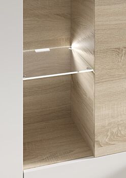 Parete attrezzata bianco lucido e quercia con led inclusi