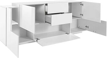 Elegante Credenza moderna 5 ante e 2 cassetti, finitura Bianca