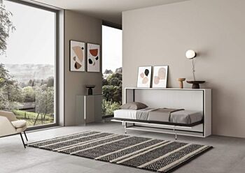 Letto finitura Bianco frassino, a scomparsa Slide versione singola, Made in Italy