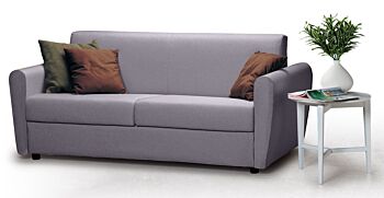 Divano letto moderno a 3 posti con braccioli arrotondati in finitura Grigio chiaro