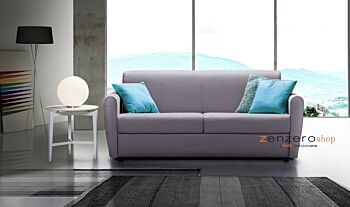 Divano letto moderno a 3 posti con braccioli arrotondati in finitura Grigio chiaro