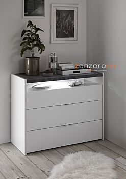 Camere matrimoniale con armadio Maxi L.275 H.248, Bianca Opaco e Ossido