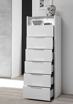 Camere matrimoniale con letto contenitore finitura Bianca Opaco e Beton