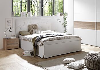 Camere matrimoniale moderna conveniente, finitura Noce Chiaro e Argilla