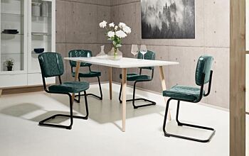 Tavolo in stile nordico in finitura Bianco e Quercia