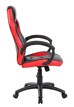 Poltrona Gaming con braccioli in finitura Rossa e Nera, imbottitura in PU