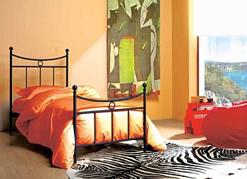 Letto Burney in tubolare di ferro, singolo, color grafite, made in Italy