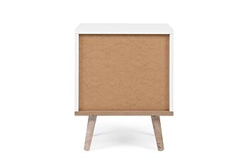Coppia di Comodini in finitura bianco con piedi in legno