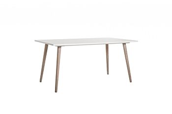 Tavolo di design con gambe in legno in Quercia e piano Bianco