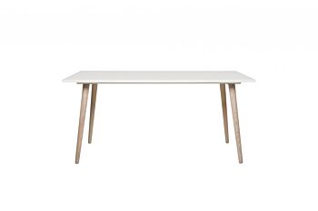 Tavolo di design con gambe in legno in Quercia e piano Bianco