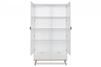 Vetrina in stile nordico con 2 ante e 2 cassetti in finitura Bianco e Quercia