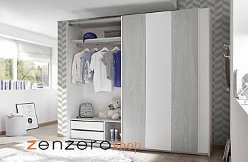 Armadio Vertigo 2 ante scorrevoli bianco opaco e grigio