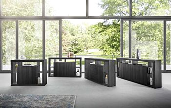 Credenze moderna di design a 3 ante, Nero frassinato Zenzero Shop