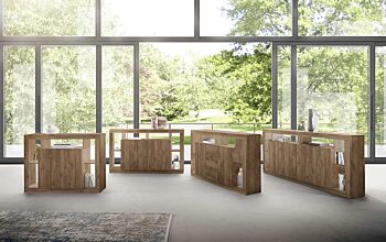 Spaziosa Credenza moderna di design a 2 ante e 3 cassetti, finitura Mercure 