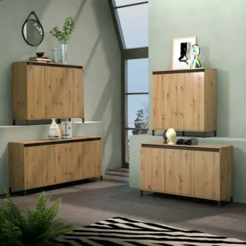 Madia alta in offerta a 3 ante, finitura Rovere Artisan nuova
