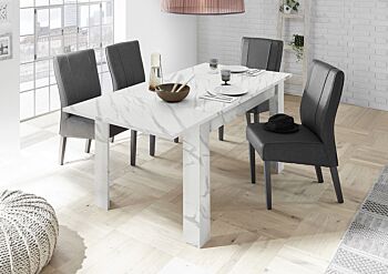 Tavolo moderno allungabile, 137x90 cm, finitura effetto Marmo Bianco di Carrara