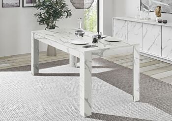 Tavolo moderno allungabile, 137x90 cm, finitura effetto Marmo Bianco di Carrara