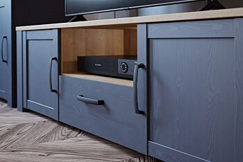 Mobile tv Rovere navy e Rovere riviera, 2 ante 1 cassetto