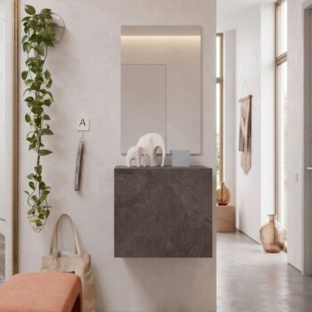 Mobile da ingresso con specchio, finitura Piombo