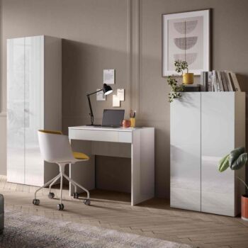 Armadio 2 ante e 3 ripiani H.180 cm, finitura Bianco 