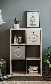 Libreria da ingresso con 6 vani in finitura Rovere