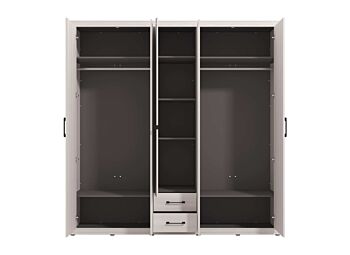 Nuovo Armadio di design battente, Bianco frassino con specchio centrale