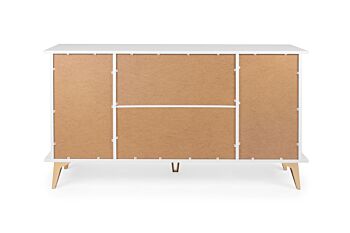 Madia Oslo con 4 ante e 4 cassetti in finitura bianco e oro